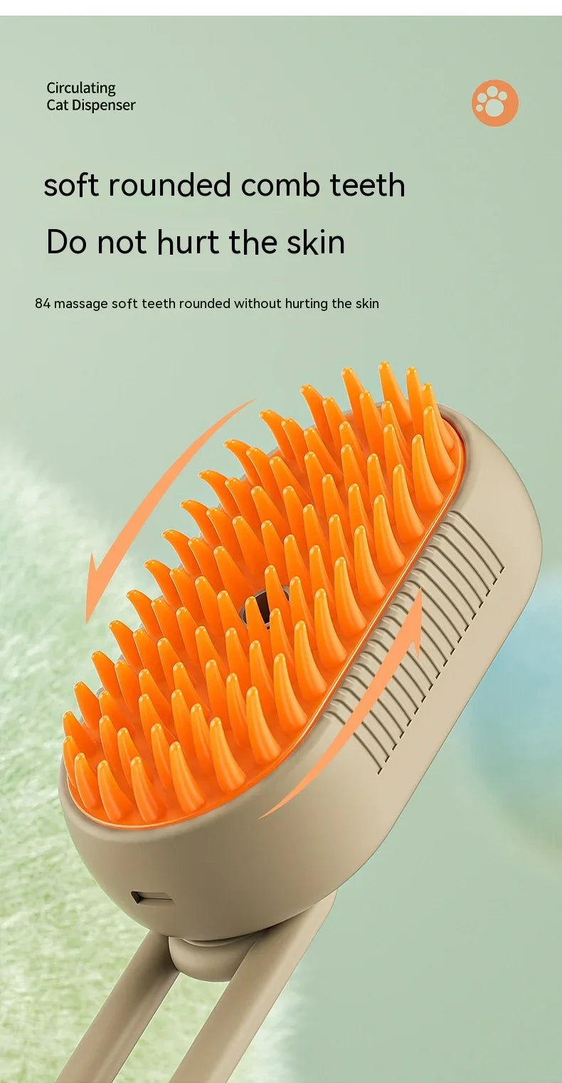 ✨ 3‑in‑1 Pet Electric Steam Brush | Cat & Dog Cleaning Spray Massage Grooming Comb | Retractable Handle | USB Rechargeable Hair Removal Beauty Brush