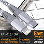 MFi Certified USB-C to Lightning Fast Charging Cable 20W – Nylon Braided (1PC / 2PCS)