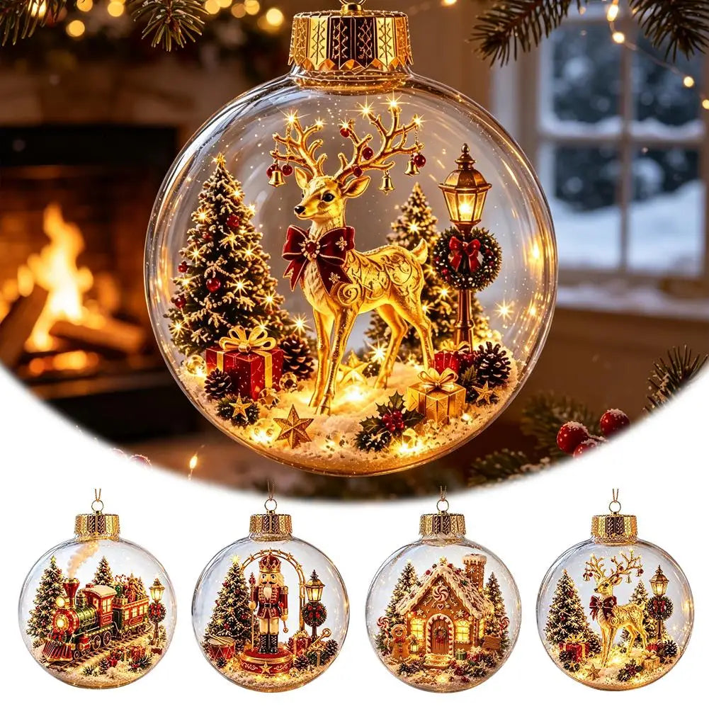 Christmas Story Crystal Ball – Glowing Nutcracker & Snowman Décor