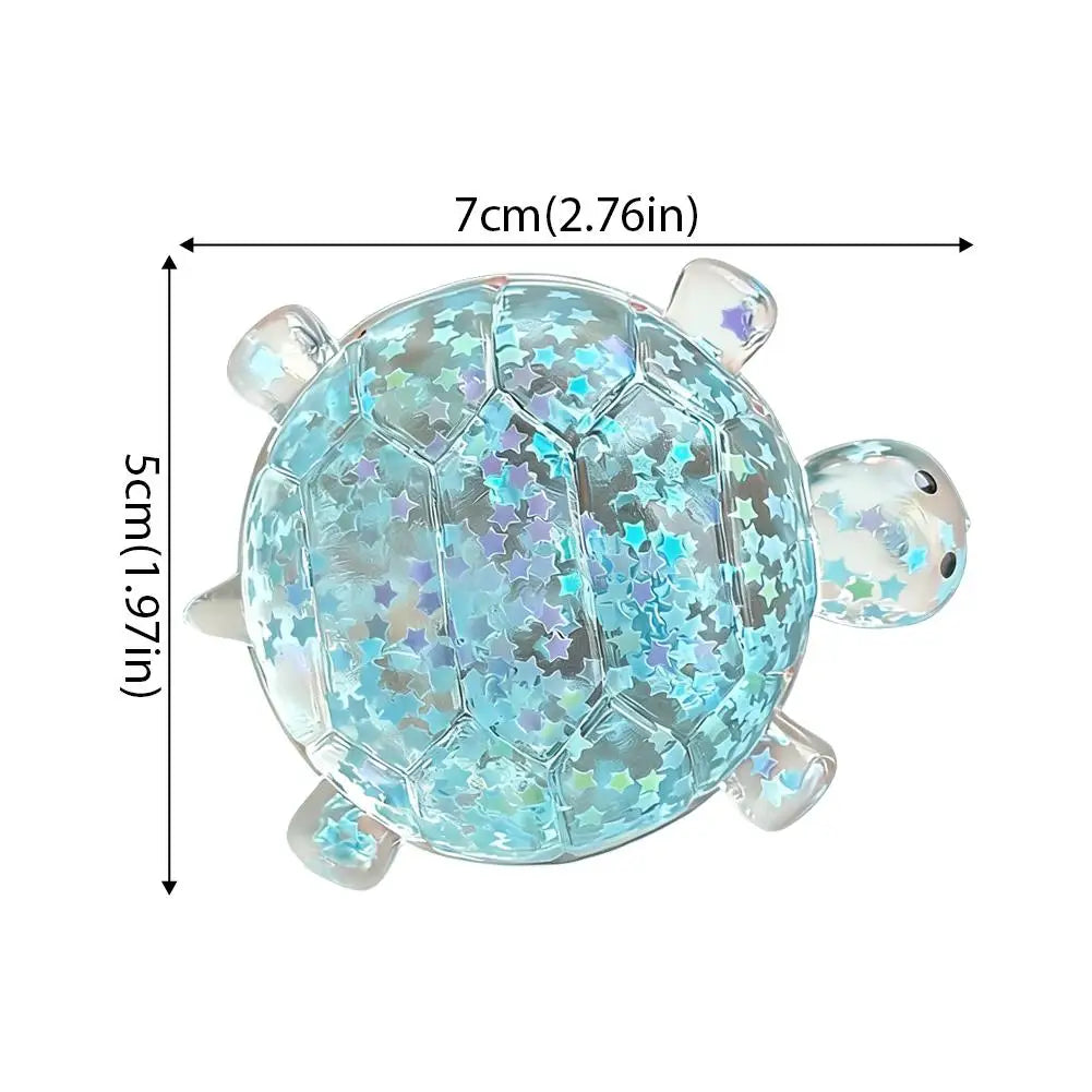 Glitter Turtle Stress Ball – Transparent TPR Sensory Squeeze Fidget Toy