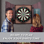 🏆 Professional Sisal Dartboard 🎯 with Cabinet & 6 Steel-Tip Darts | Self-Healing Fiber, 18" Official Size