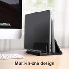 💻📚 Dual-Slot Vertical Laptop Stand – Adjustable Desktop Dock