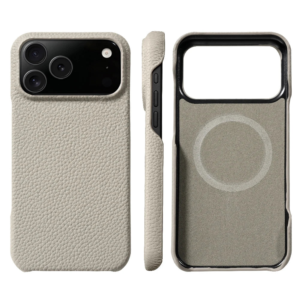 Luxury Lychee Cowhide Leather MagSafe Case for iPhone 17 / 16 / 15 Series