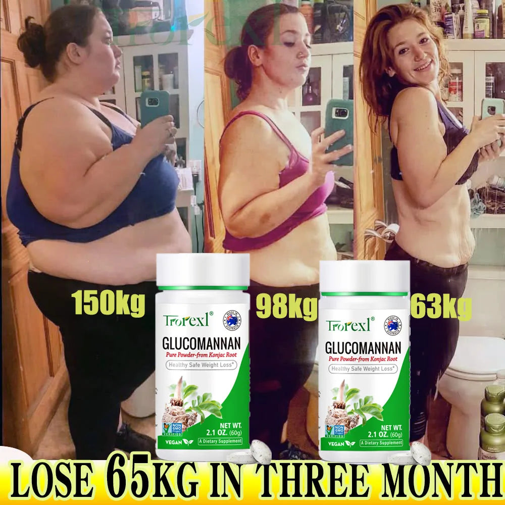🌿💧 100PCS Glucomannan Powder – Vegan, Non-GMO, Gluten-Free Natural Weight Loss & Appetite Support