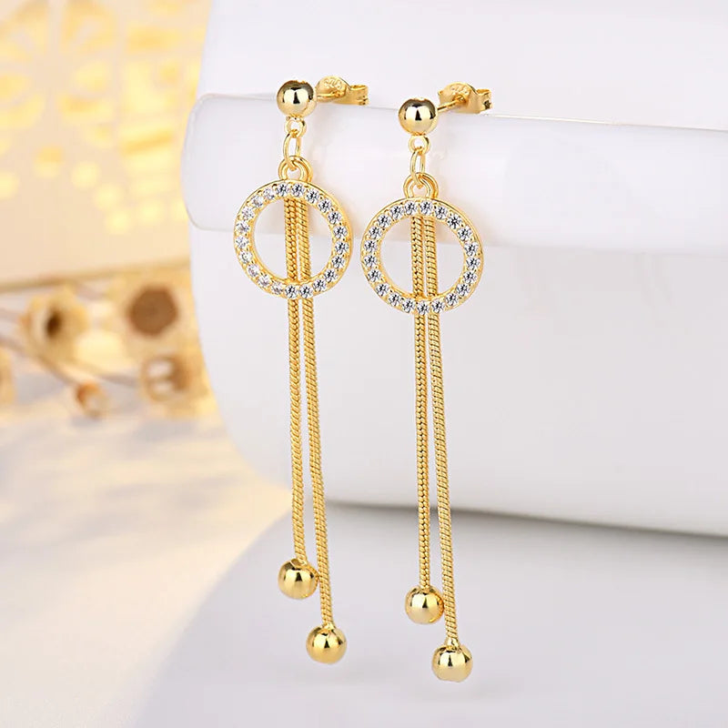 ✨💎 925 Silver Ear Needle Crystal Star Stud Earrings 💖 | Heart Chain Tassel Pendant Earrings for Women 👰 | Party & Wedding Jewelry Accessories 🌟