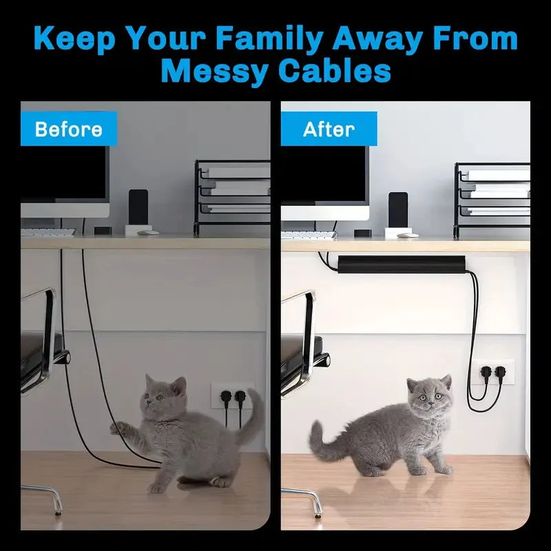 🤍🔌 Channel Desk Cable Organizer – No Drill Under Desk Cable Tray