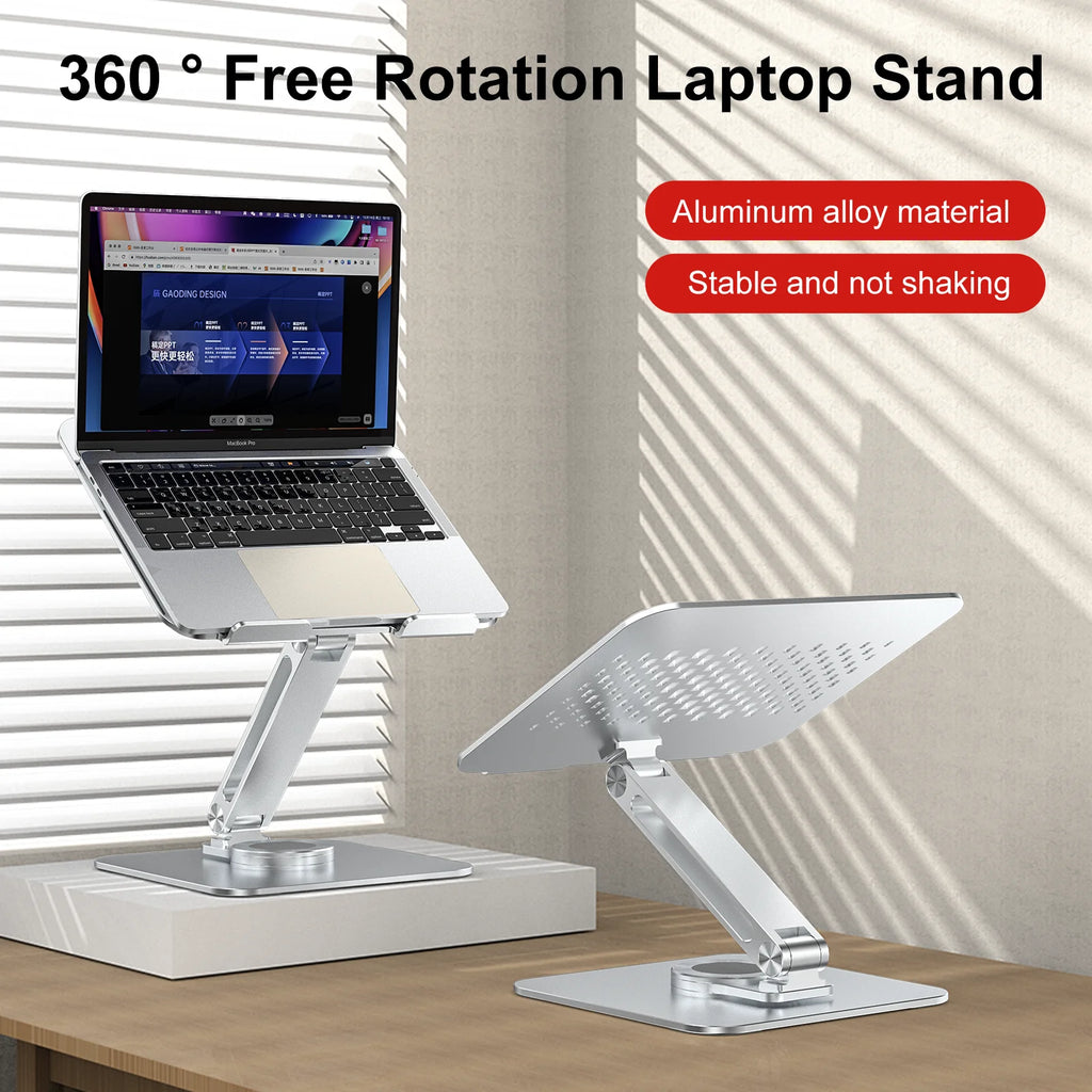 💻🔄 Portable 360° Aluminum Laptop Stand – Foldable Adjustable Holder