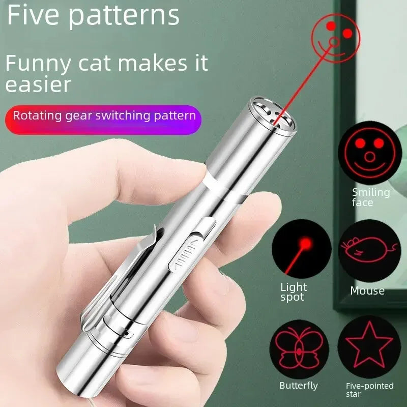 🔴🐾 Multi-Functional USB Rechargeable Infrared Laser Cat Toy – Pattern Projection