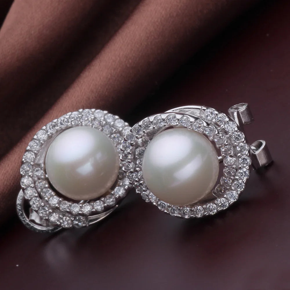 🤍✨ Genuine Natural Clip-On Pearl Earrings for Women 💎 | Large Freshwater Pearl 925 Sterling Silver Earrings 👩‍❤️‍👩 | Birthday Gift for Girls, Wife & Mother 🎁