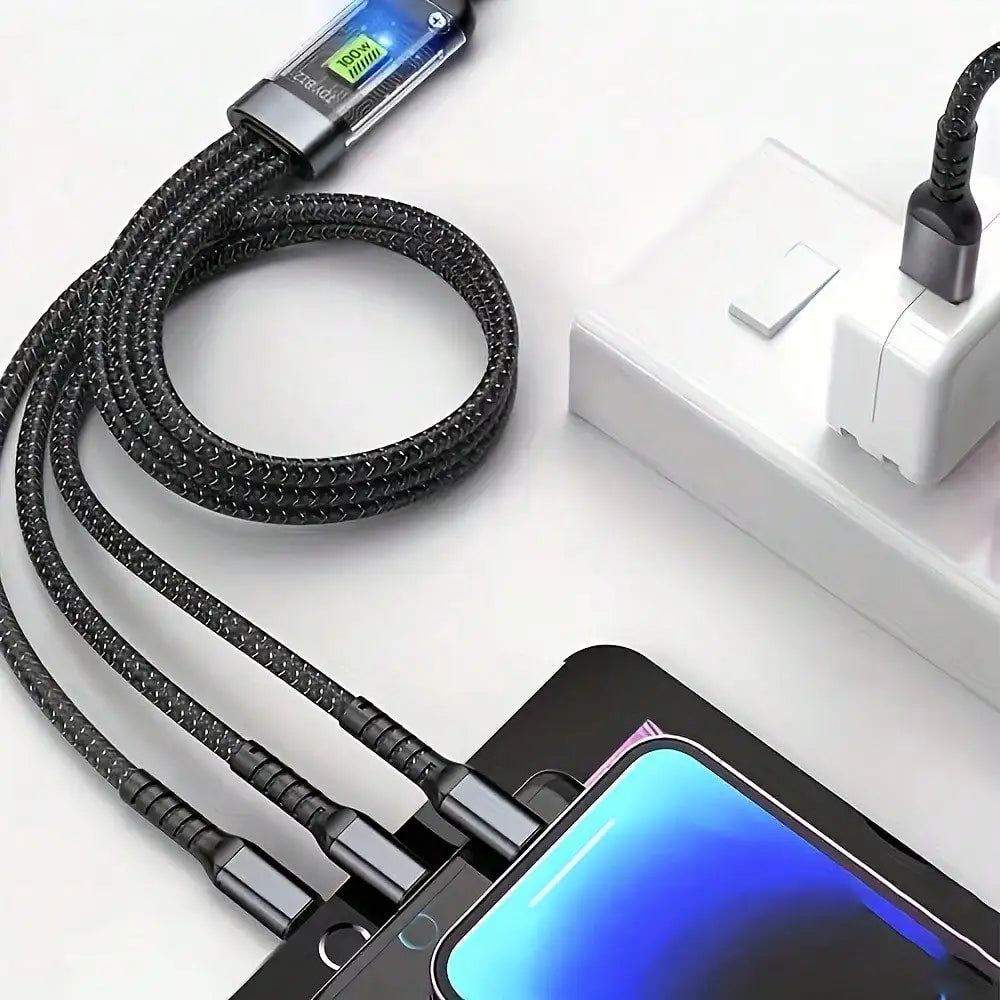 3-in-1 Multi USB Fast Charging Cable – Nylon Braided (USB Type-C / Micro USB / Lightning)