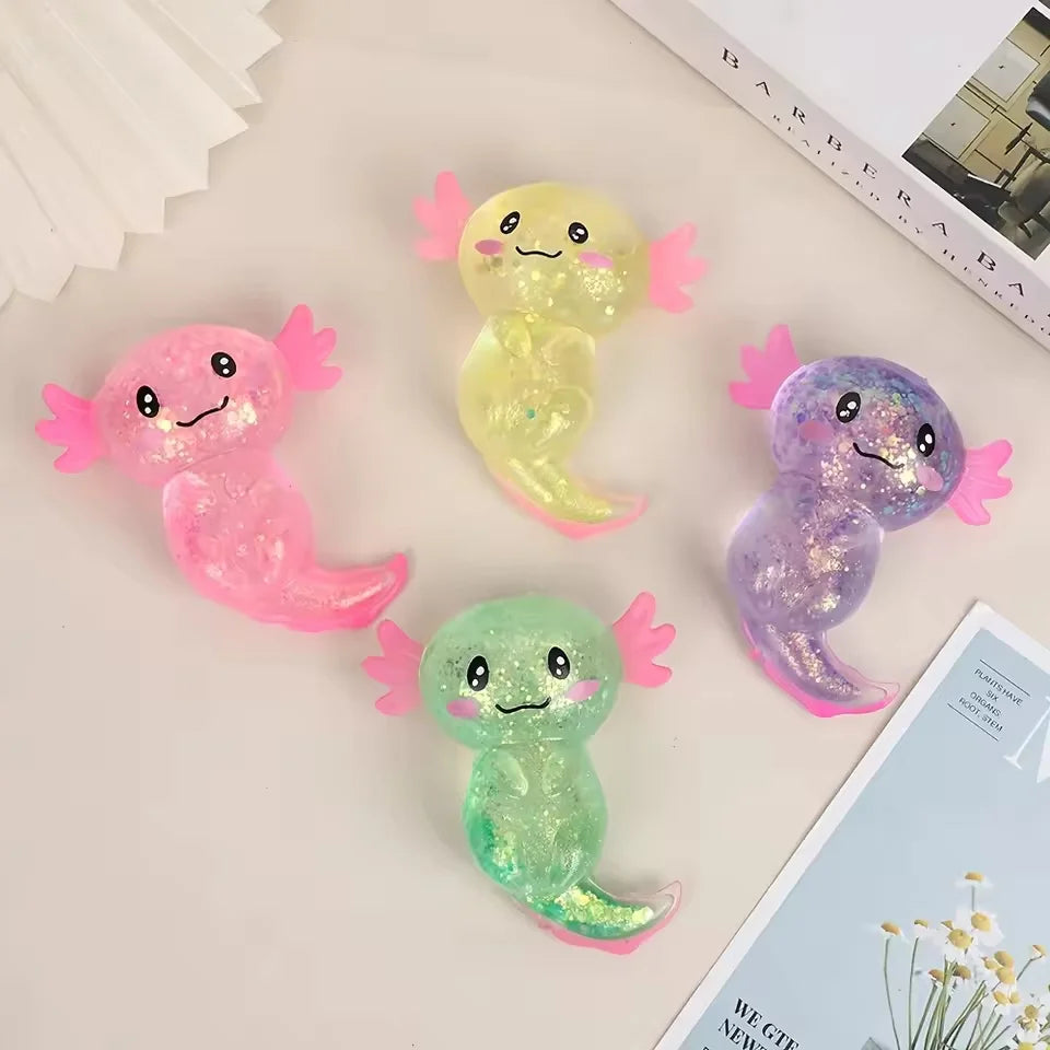 Colorful Axolotl Squishy Toys – Stretchy Sensory Squeeze Fidget Set