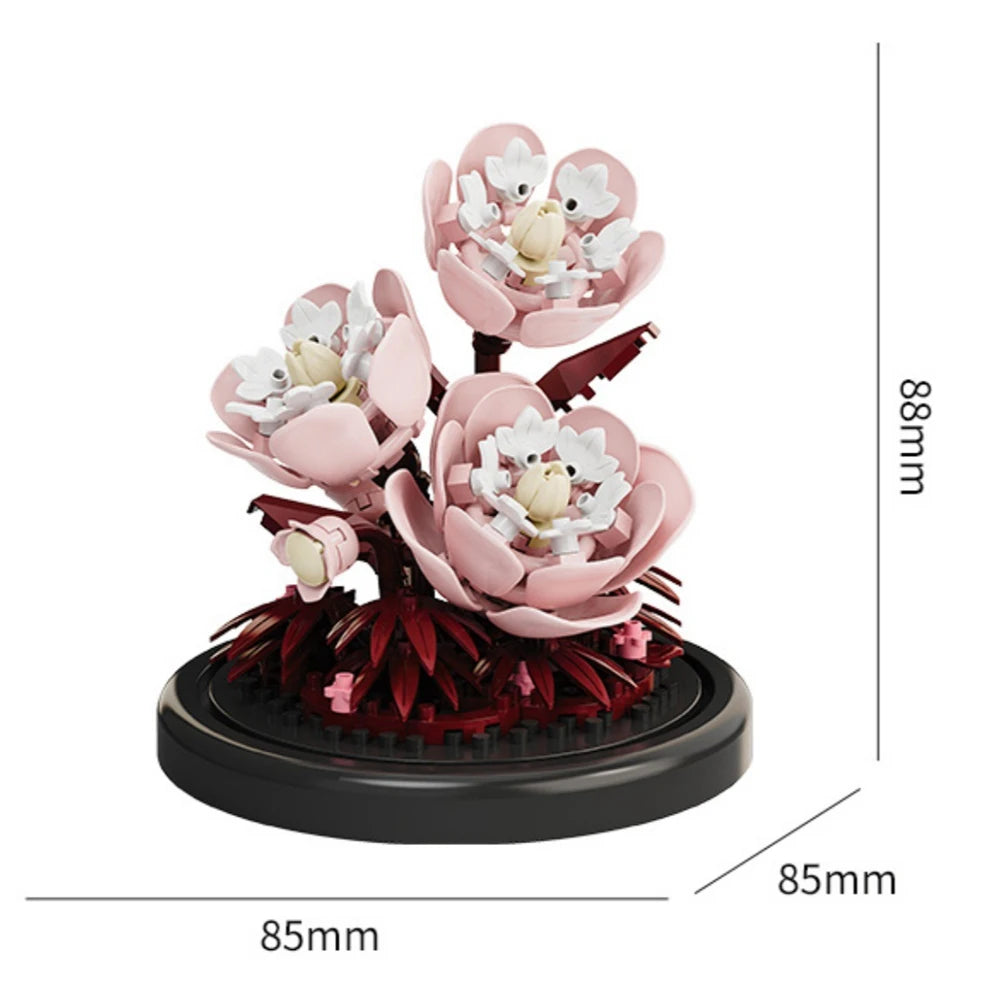 🌸🧱 Potted Plant Micro Building Blocks – Simulation Lily & Rose Flower Assembling Brick Model for Kids & Home Décor