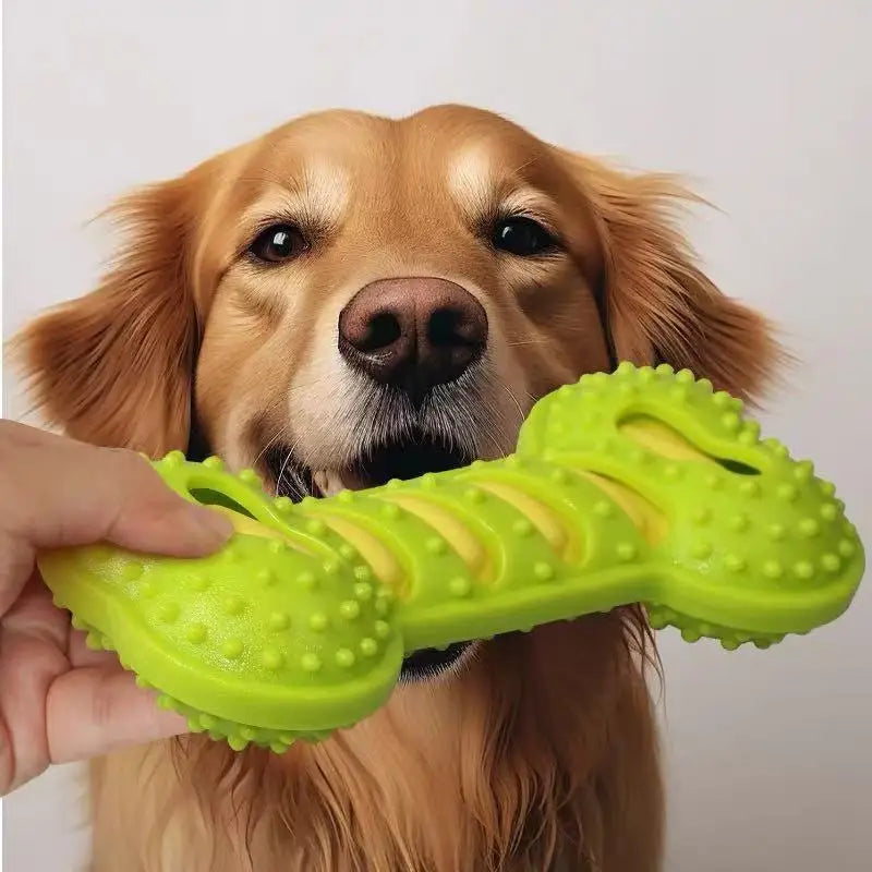 🦴🐶 Rubber Bone Dog Chew Toy – Bite Resistant Squeaky Interactive
