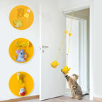 
Interactive hanging cat toy with feather attachment and stretchable elastic rope

