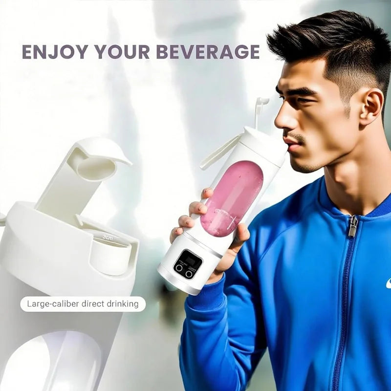 🥤✨ Portable Blender Fruit Juicer 450ml 🍓 | Wireless USB Rechargeable Mini Blender ⚡ | Stainless Steel Blade for Travel & Fitness Use 💪🚶‍♀️