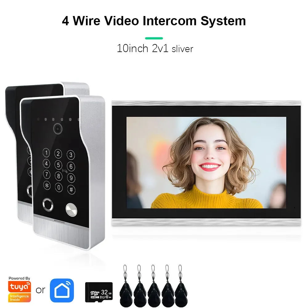 🔔📹 High Quality Video Doorbell Intercom System | Large Screen Smart Videophone 🔐 | Tuya Smart 5-in-1 Unlock 1080P for Home & Apartment