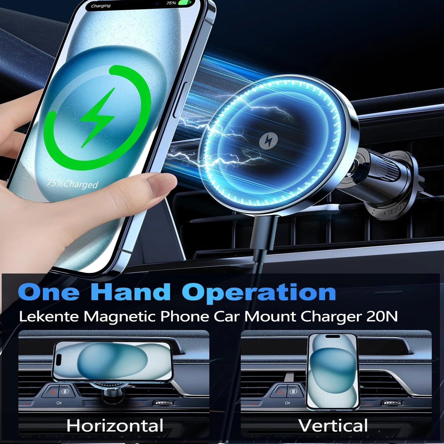 UYUXIO Magnetic Wireless Car Charger – 15W Air Vent Phone Holder