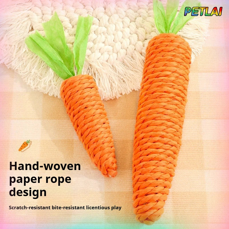 🥕🐱 Cat Carrot Chew Toy – Hemp Rope Teeth Grinding Interactive Toy