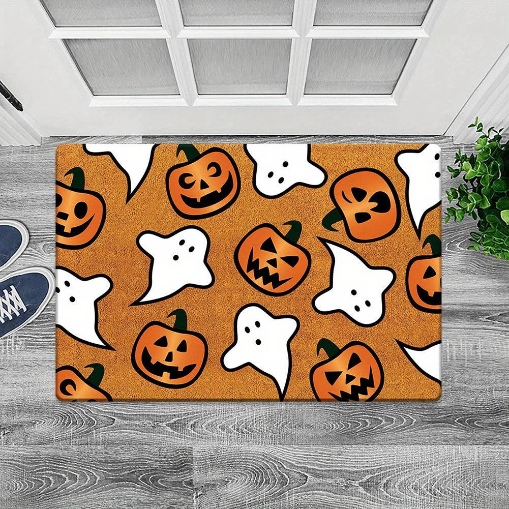 Halloween Welcome Doormat – Dancing Pumpkin & Skull