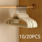 👗✨ 10pcs High-End Velvet Clothes Hangers | Non-Slip Flocked Felt Solid Hangers 🖤 | Heavy-Duty Slim Wardrobe Hangers