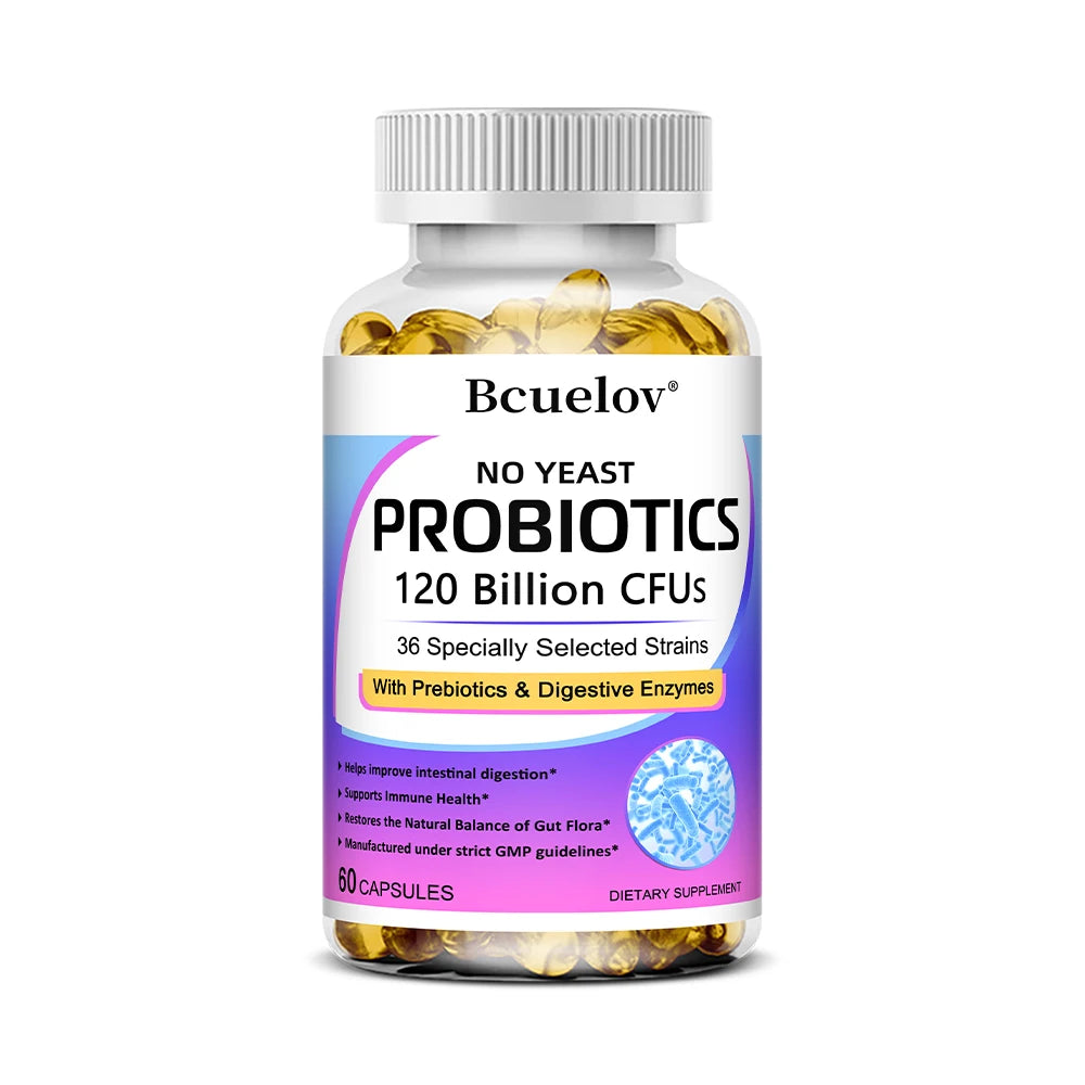 Probiotics 120 Billion CFU 36 Strains Contains Prebiotics and Digestive Enzymes for Digestion and Immune Support Vegan, Non-GMO