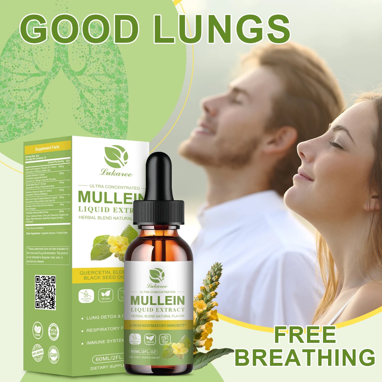 🌿Mullein Leaf Extract Drops 2 Fluid Oz. 1000mg | Lung Health 🌬️ | Breathing Support 😌 | Immune & Digestive Boost 💪 | CFDA Certified ✅ | 2 Fl. Oz. (60mL) Bottle 🧴