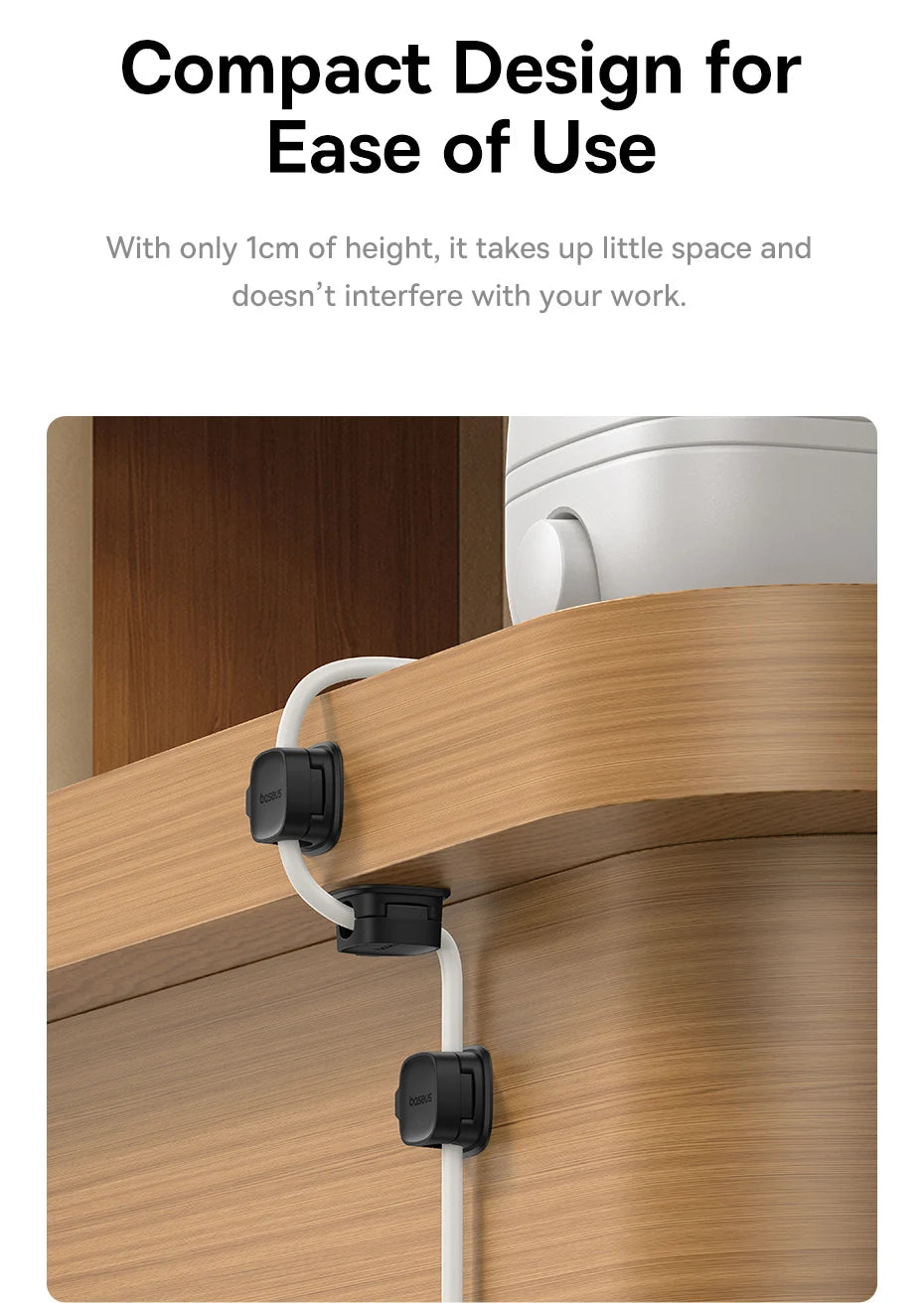 🧲🔌 Baseus Magnetic Cable Organizer Holder – Adjustable Under Desk Clip