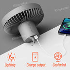 🌬️🔋 Rechargeable Camping Fan 4000mAh / 10000mAh – LED Light & Power Bank