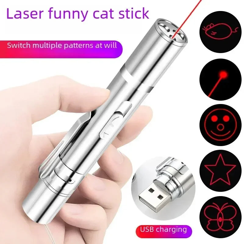 🔴🐾 Multi-Functional USB Rechargeable Infrared Laser Cat Toy – Pattern Projection