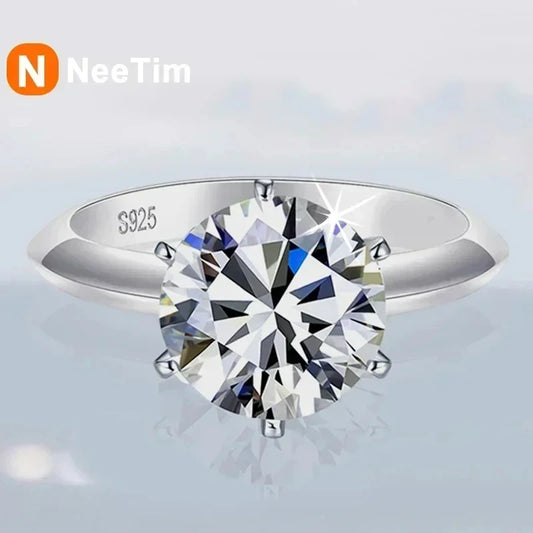💎✨ NeeTim 0.5–5CT Moissanite Engagement Ring 🤍 | White Gold Plated 925 Sterling Silver Lab Diamond Wedding Band for Women 💍