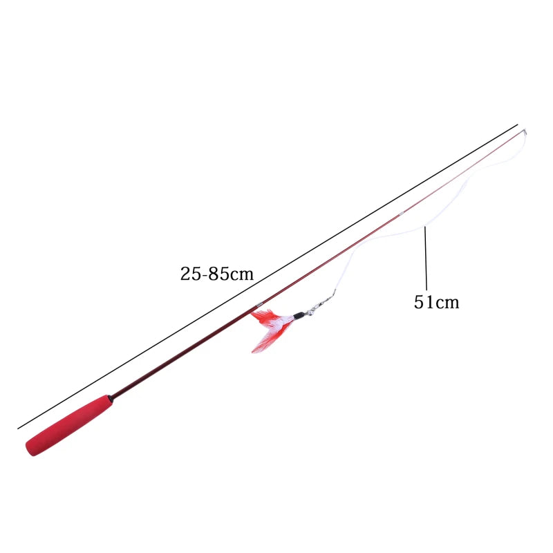 🎣🐾 Telescopic Cat Teaser Wand – 3-Section Fishing Pole Stick