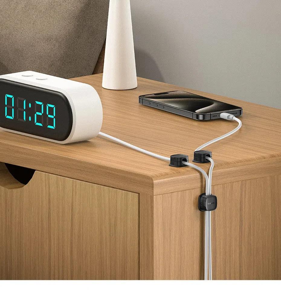 🧲🔌 Baseus Magnetic Cable Organizer Holder – Adjustable Under Desk Clip