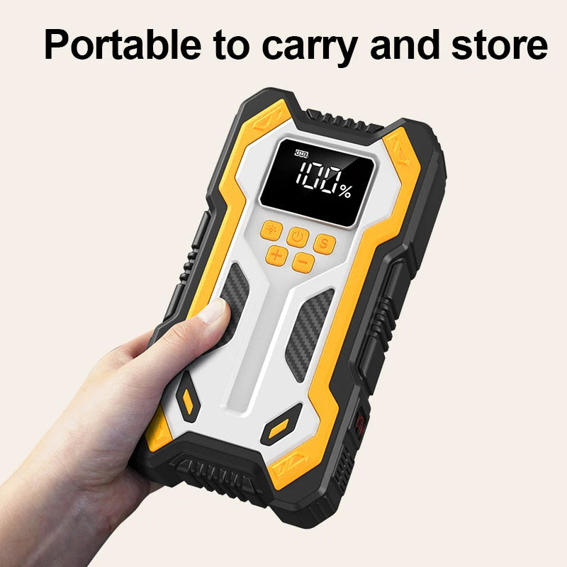 🚗⚡ 1500A Portable Car Jump Starter 12V – 20000mAh Power Bank with Smart Air Inflator & LED Emergency Light