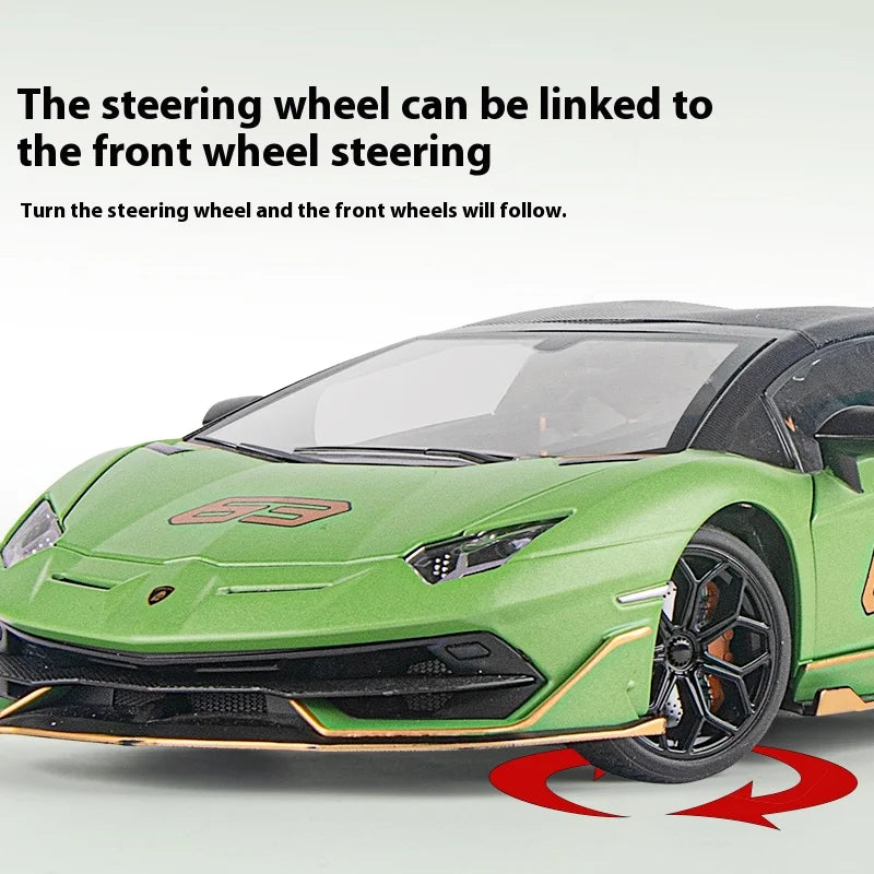 1:18 Scale SVJ63 Alloy Car Toy Model with Sound & Light Effects – Diecast Supercar Collection