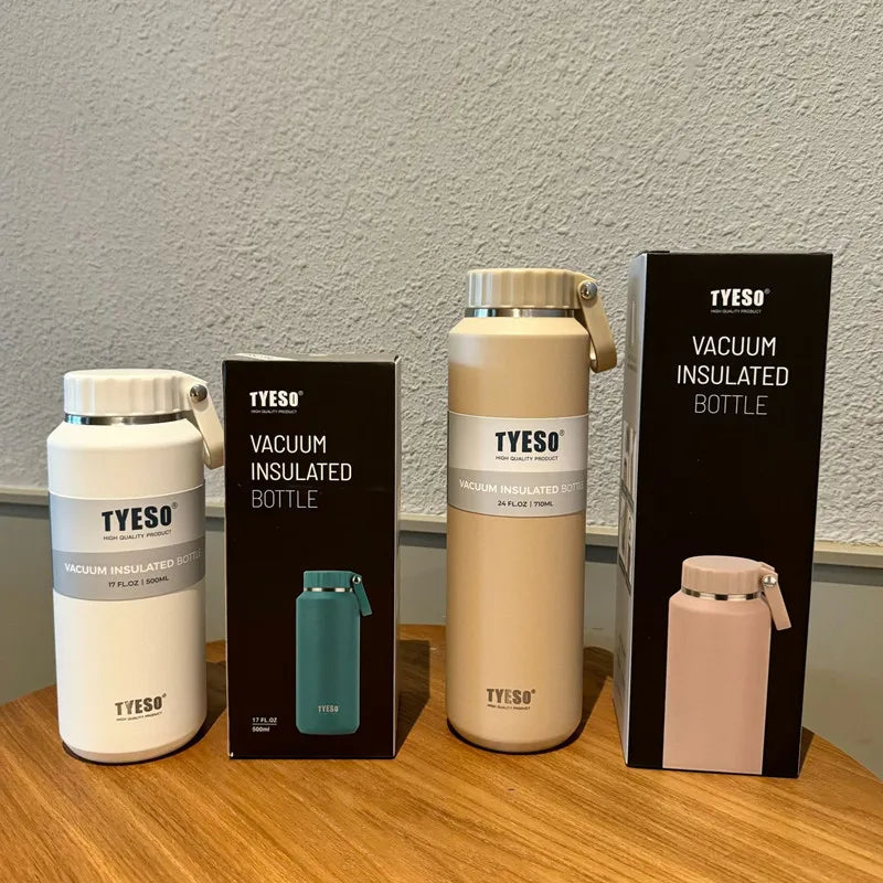 TYESO Large Capacity Insulated Water Bottle – Portable Handle Sport Travel Mug 💧✨