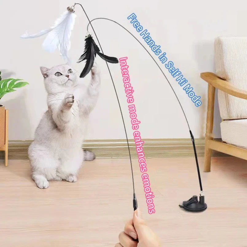 🐱🪄 Hands-Free Interactive Cat Teaser Wand with Suction Cup