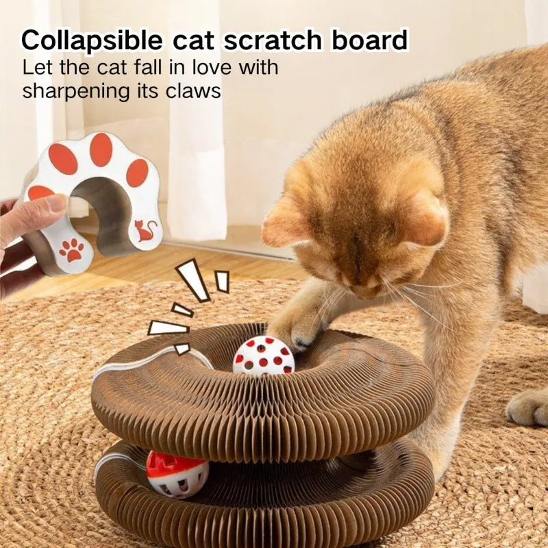Magic Organ Interactive Cat Toy Scratcher Board Pet Toy Foldable Eco-Friendly Cardboard Flexible Changeable Accordion Shape Toy