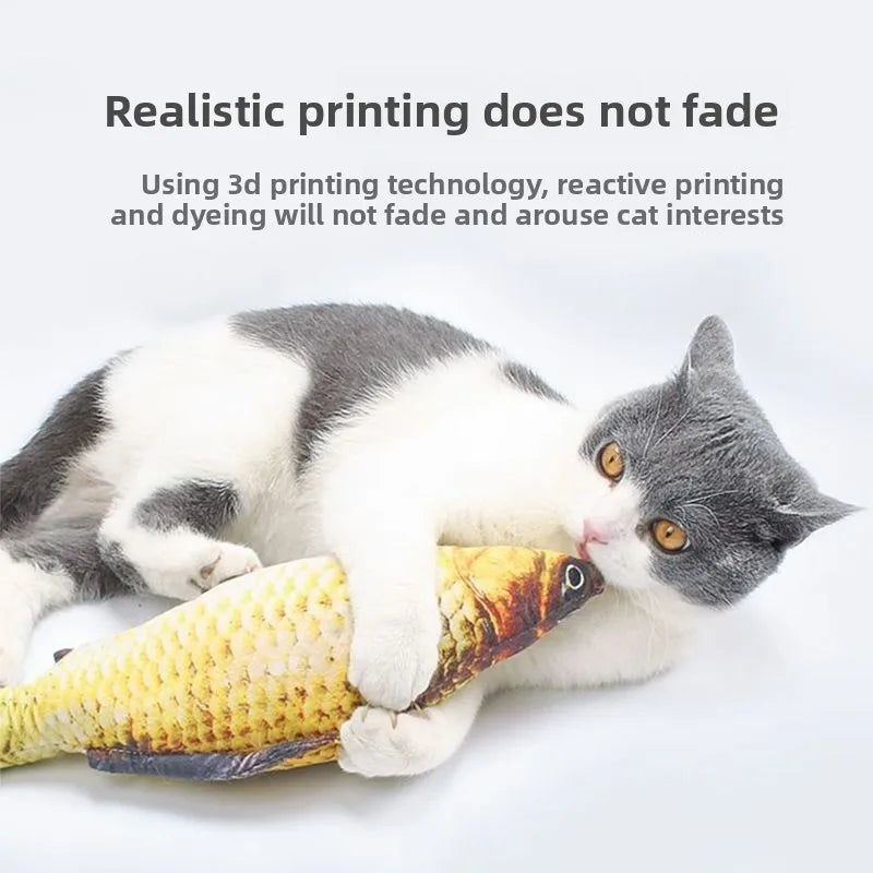 Plush Catnip Fish Toy Interactive Squeaky Chewable Pet Toy Simulation Fish with Mint for Cats