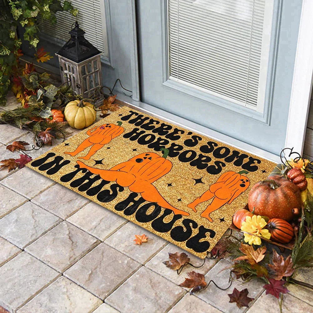 Halloween Welcome Doormat – Dancing Pumpkin & Skull