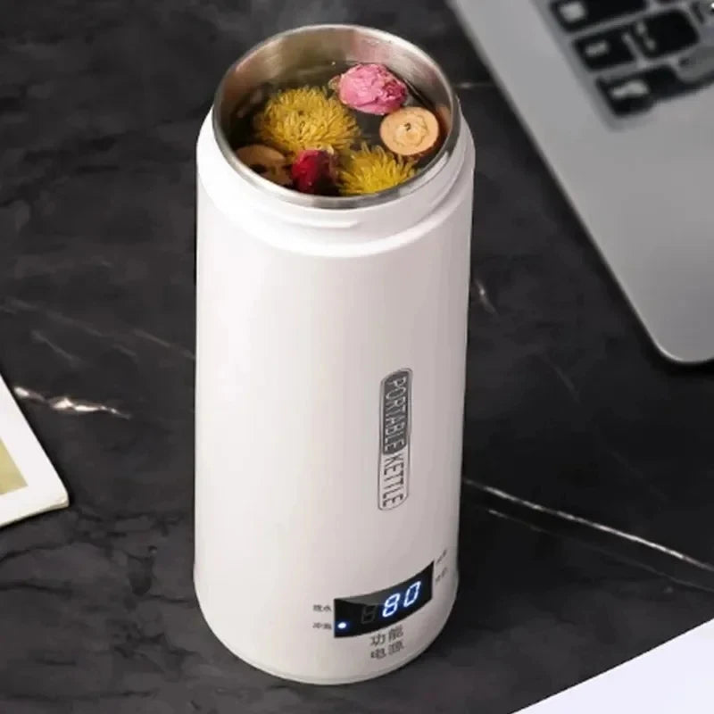 🔥☕ 450ML Portable Electric Kettle Thermal Cup | Fast Boil Tea & Coffee Travel Kettle 🧳 | Anti-Scald Water Bottle with English Menu