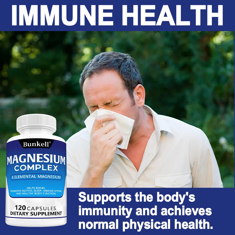 Magnesium Complex 💊 – Glycinate & Malate | Supports Muscle 💪, Bone 🦴, Sleep 😴 & Relaxation 🌿 | 120 Capsules