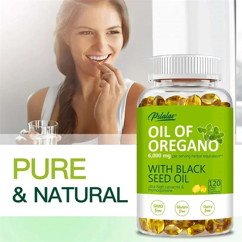 🌿 Oregano Oil Softgels 6000mg + Black Seed Oil 200mg 🌿