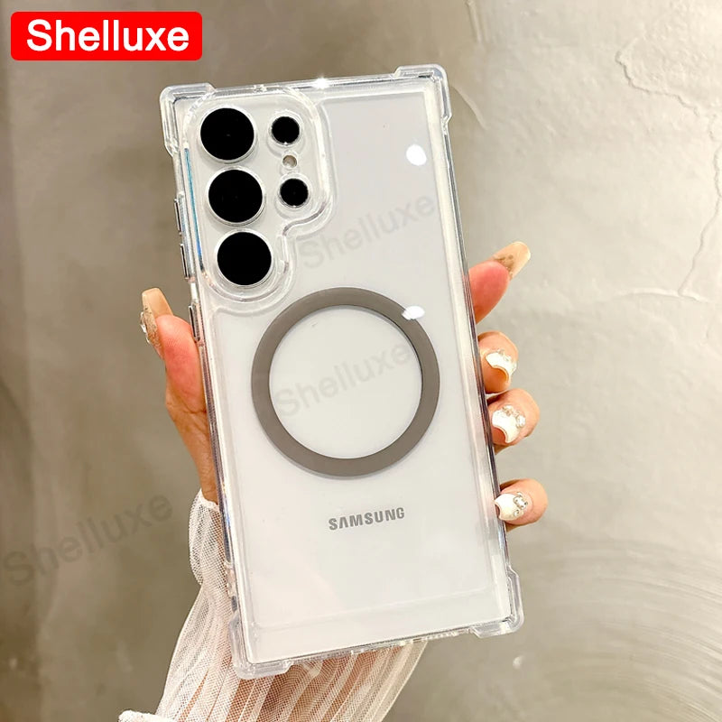 Transparent Armour Magnetic Case for Samsung Galaxy S25 Ultra / S24 / S23