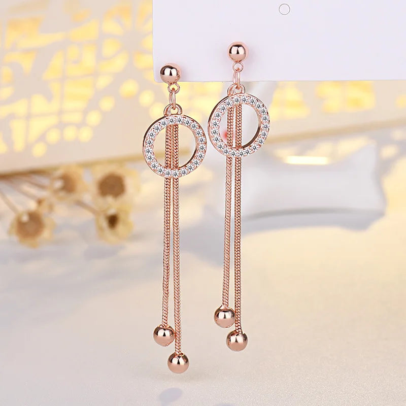 ✨💎 925 Silver Ear Needle Crystal Star Stud Earrings 💖 | Heart Chain Tassel Pendant Earrings for Women 👰 | Party & Wedding Jewelry Accessories 🌟