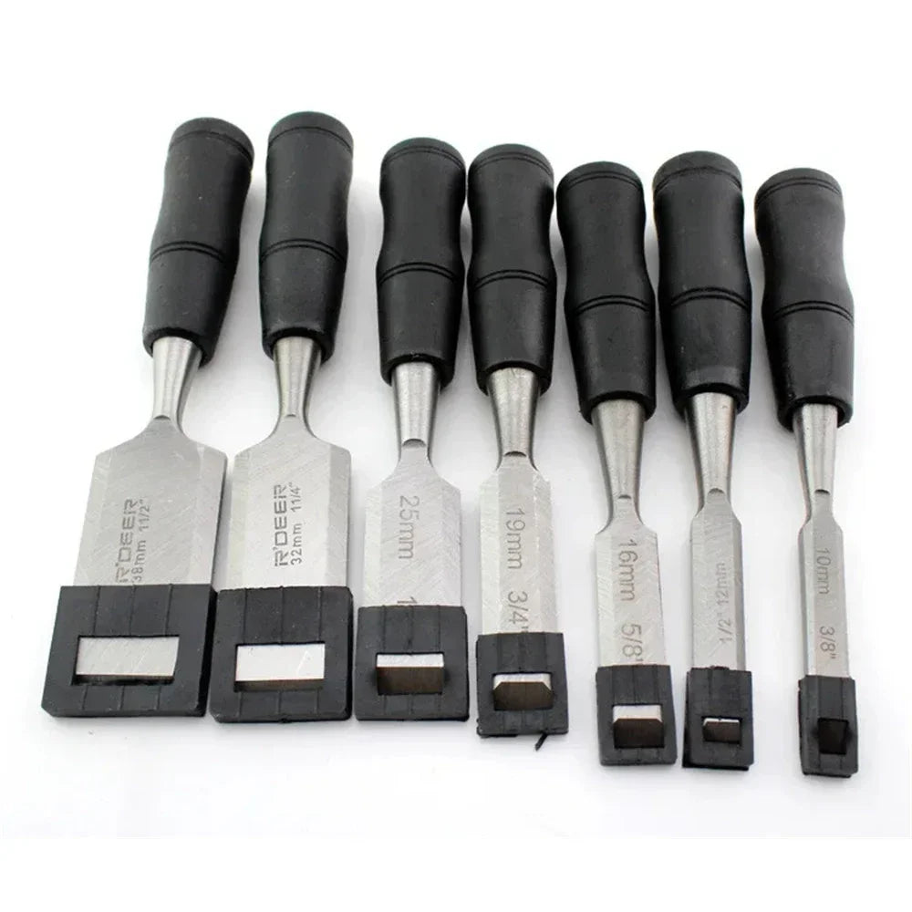 Hand Tool Wood Chisel Carbon Steel Chisel with Hammer End and Anti-Slip Handle Carpentry Tools Woodworking Chisel 19/25/32/38mm