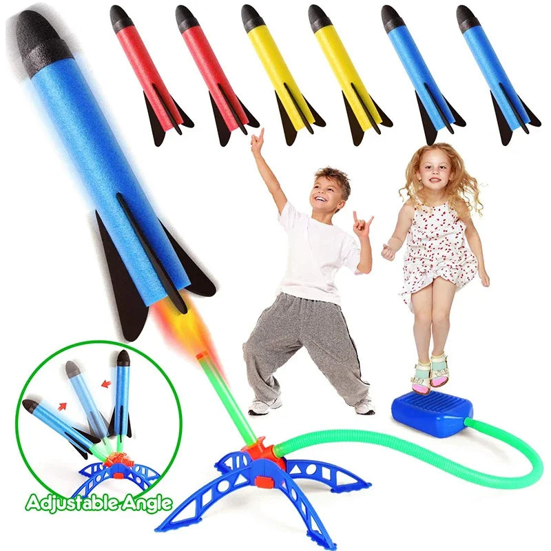 Air Power :d Roket Kids Outdoor Rocket Foot Pump Launcher – Air-Powered Jump Rocket Toy ...