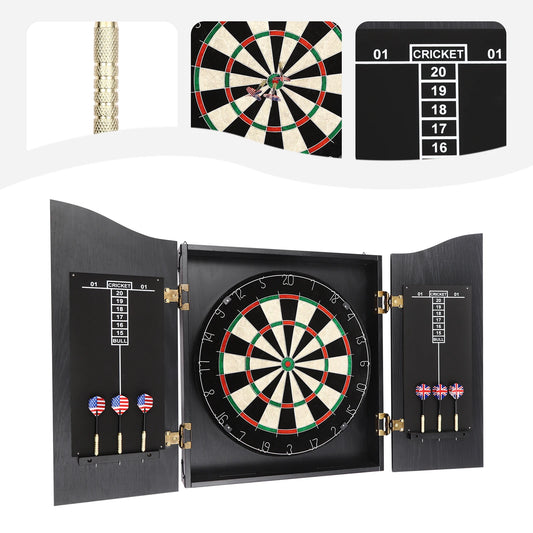 Wall‑Mounted Dartboard Cabinet Set 🎯 Classic MDF & Sisal Dart Board for Adults | Includes Cabinet, 6 Darts & Accessories | Home & Game Room Decor