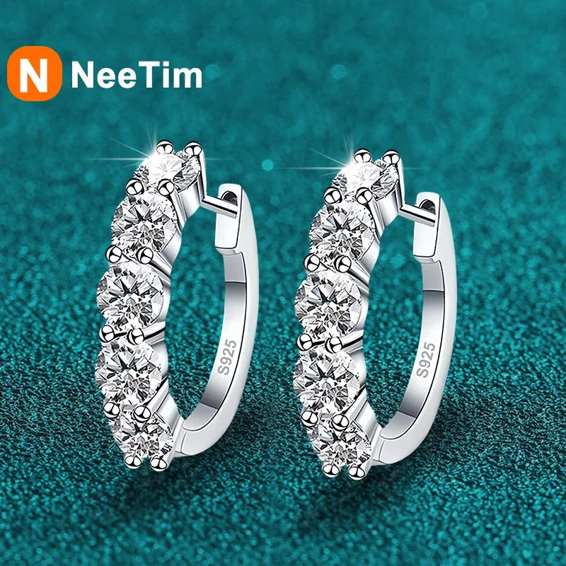✨💎 3MM D Color Moissanite Hoop Earrings 🤍 | White Gold Plated 925 Sterling Silver Earrings for Women 👰 | Wedding & Party Fine Jewelry