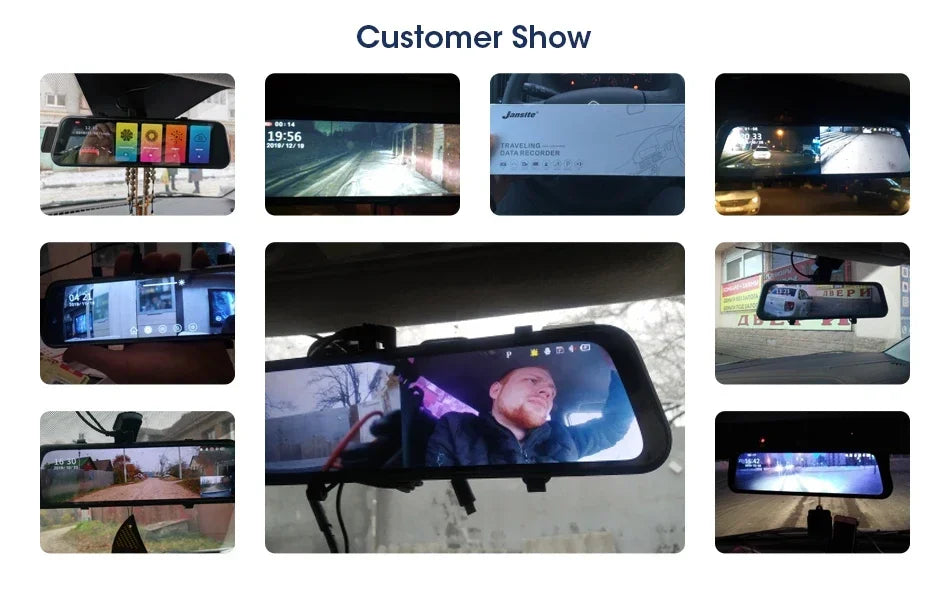 10.26" 4K Dash Cam Mirror with Wireless CarPlay & Android Auto, GPS, Rear Camera, 1600x600 IPS Touchscreen, Voice Control, Parking Monitor