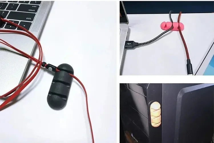 🎀🔌 VIKEFON Silicone Cable Organizer – Self-Adhesive Wire Clips
